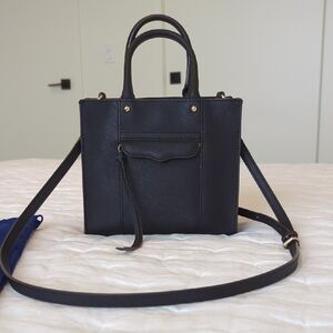 Rebecca Minkoff Black Mini Tote Crossbody Gold Hardware Leather